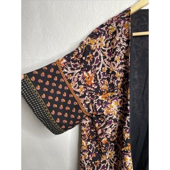 Liz Claiborne Petite Open Cardigan Petite L/XL Black/Brown Floral 3/4 Sleeve - Picture 3 of 8